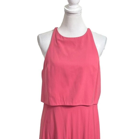 Anthropologie Jill Jill Stuart Iva Maxi Dress Pink Crepe Gown Women’s Size 14 - Picture 3 of 14